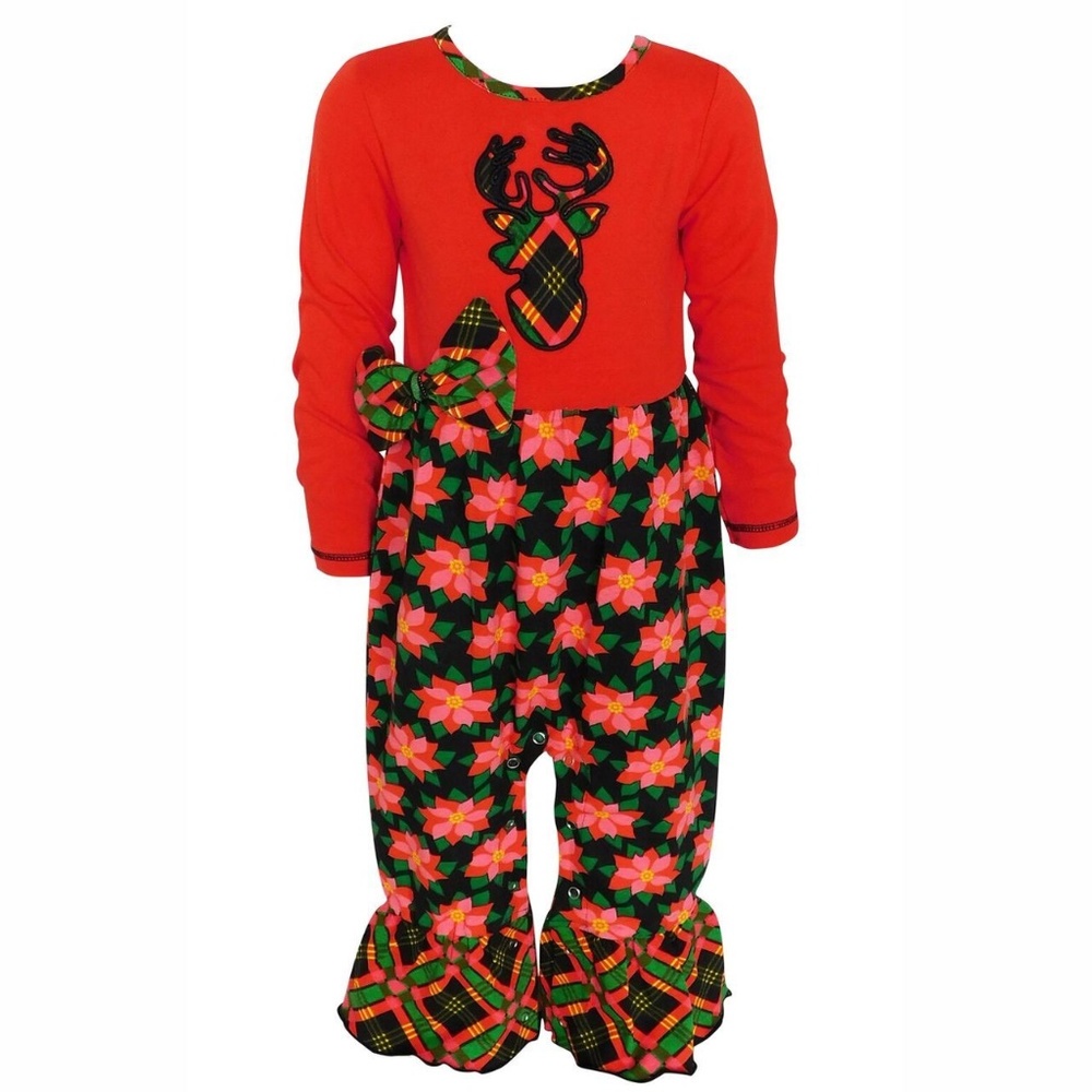 Baby Girl Reindeer Christmas Romper
